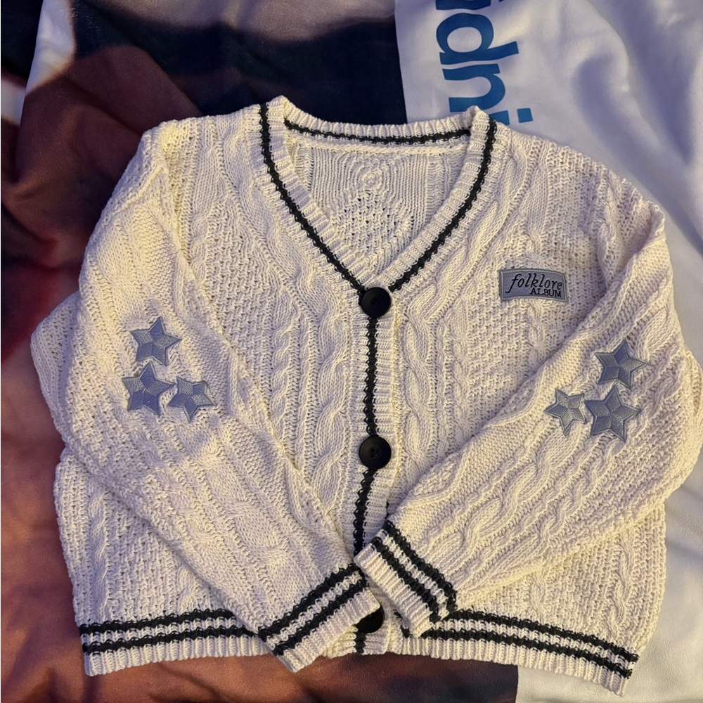 Taylor Swift Folklore cardigan with album patch